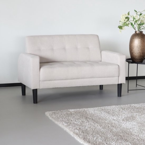 Zitbank 2 zits Ghislaine bankje beige bankstel 120cm stof bank