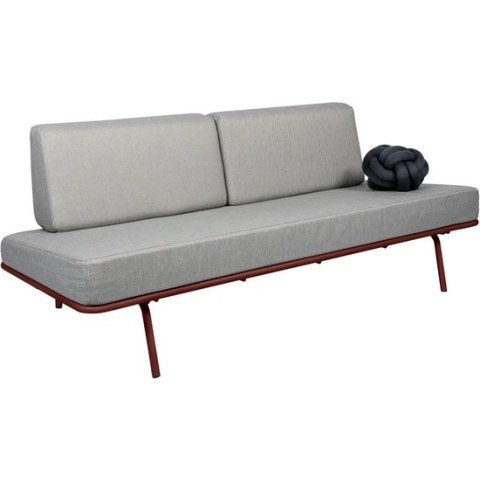 Weltevree | Sofabed | Ligbed Tuin, Zonnebed, Loungebed Buiten Loungebank | Tuinmeubel | Waterdicht | Max, 250 Kg | Lichtgrijze Kussens & Rood Frame