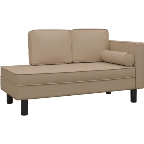 vidaXL-Chaise-longue-met-kussens-en-bolster-kunstleer-cappuccinokleur