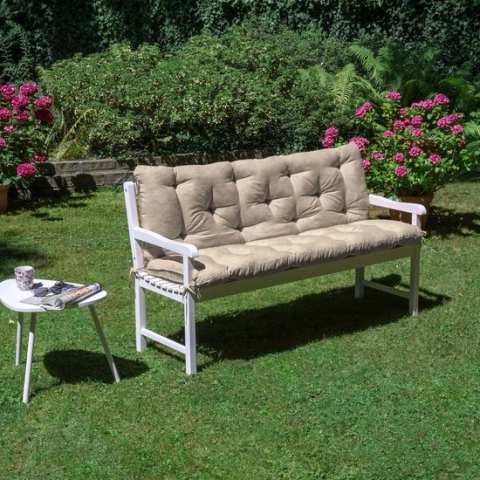 Beautissu Tuinbank kussen Flair BR - kussens voor tuinmeubelen 180 x 50 x 50 cm natuur - zitkussen en rugkussen