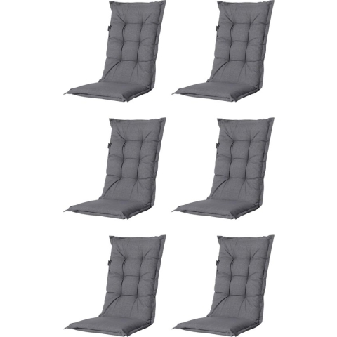 Madison - Tuinkussen - Universeel - Hoge Rug - 6 st. - Outdoor Oxford Grey - 123x50cm - Grijs - Tuinstoelkussens - Standaardstoel