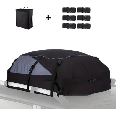 Daktas opvouwbaar auto 800L dakkoffer – opvouwbare reistas autodak waterafsatotend – ZWART