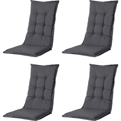 Madison - Tuinkussen - Universeel - Hoge Rug - 4 st. - Outdoor Panama Grey - 123x50cm - Grijs - Tuinstoelkussens - Standaardstoel