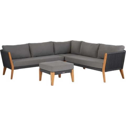 Exotan Loungeset Incl. Kussens - Teak - Grijs - 170x240x76