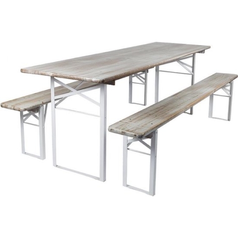MaximaVida inklapbare picknickset Berlijn 200 cm whitewash - FSC hout