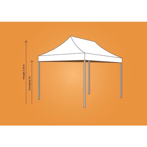 Plooitent 3x4,5 - Vouwtent 3x4,5 - Easy Up 3x4,5 - ALU - Kleur: WIT INCL ZIJWANDENSET