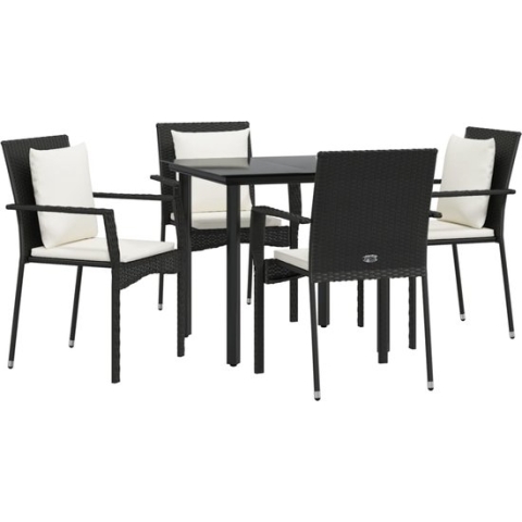 vidaXL-5-delige-Tuinset-met-kussens-poly-rattan-zwart