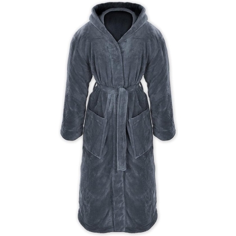 Knuffelzachte fleecebadjas voor dames en heren met capuchon maat S-XXXL met Oeko-Tex Standard 100 flanelfleece