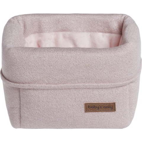 Baby's Only Gebreide commodemandje - Opbergmandje - Commode organizer - Babykamer accessoires Sparkle - Zilver-Roze Mêlee - Met subtiel glittertje