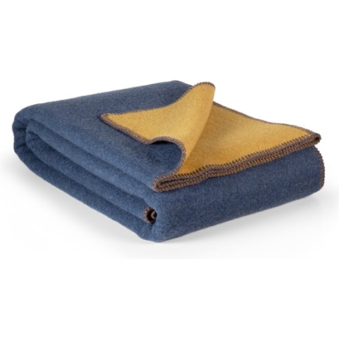 MoST - Aegean - 2-persoons omkeerbare duo-deken - Merino wol - 200 x 220 cm - blauw-geel