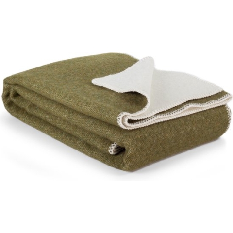 MoST - Hunter - 1-persoons omkeerbare duo-deken - Nieuw-Zeelandse wol - 140 x 200 cm - groen-wit