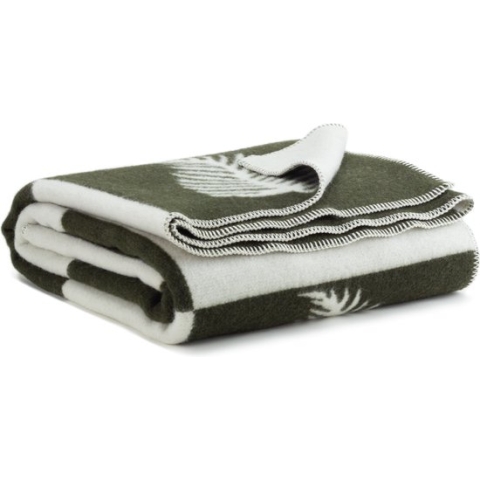 Most - Merino wollen deken Blad - 2 persoons - groen-wit