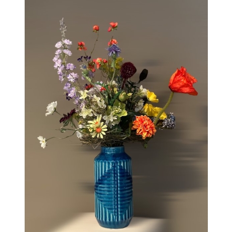 Seta Fiori - Zijden Bloemen Kunstboeket voor binnen - 17 stelen - Kunstbloemen - Veldbloemen - 65cm