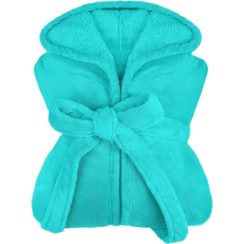extra zachte badjas met capuchon van knuffelfleece - in moderne kleuren en verschillende maten - Unisex & kuitlengte