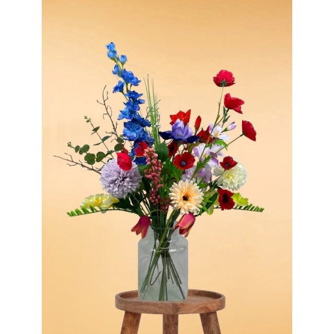 Zijden Boeket – 70-80 cm hoog – 22 stelen - doe-het-zelf boeket – DIY – alle kunstbloemen los geleverd – Lente – multi color – Exclusief vaas – Plukboeket - Veldboeket – Kunstbloemen - nep bloemen - nepbloemen - kunstplanten