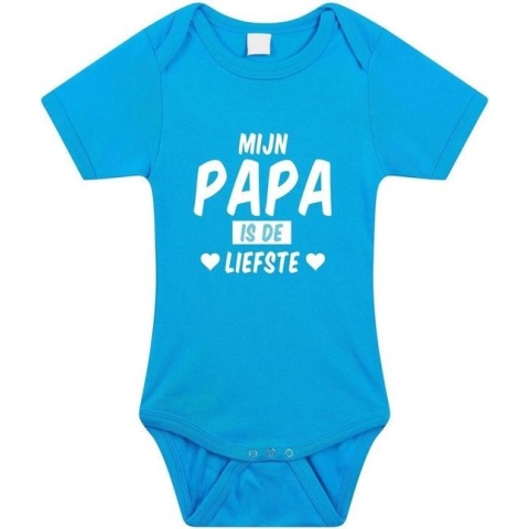 Mijn papa is de liefste tekst baby rompertje blauw jongens - Kraamcadeau - Babykleding 56