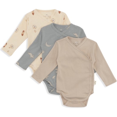 Konges Sløjd - Newborn overslagrompers Nuevo  (3 stuks) - Rompertjes - Cue Saucisse 0-1 mnd