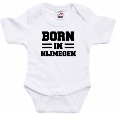 Born in Nijmegen tekst baby rompertje wit jonegs en meisjes - Kraamcadeau - Nijmegen geboren cadeau 68