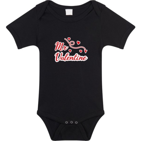 Mr Valentine cadeau tekst baby rompertje zwart baby jongens - Valentijn cadeau romper - Valentijnsdag 80