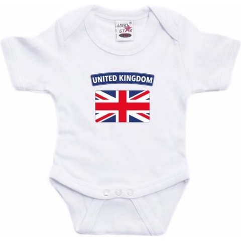 United Kingdom baby rompertje met vlag wit jongens en meisjes - Kraamcadeau - Babykleding - Verenigd Koninkrijk landen romper 56