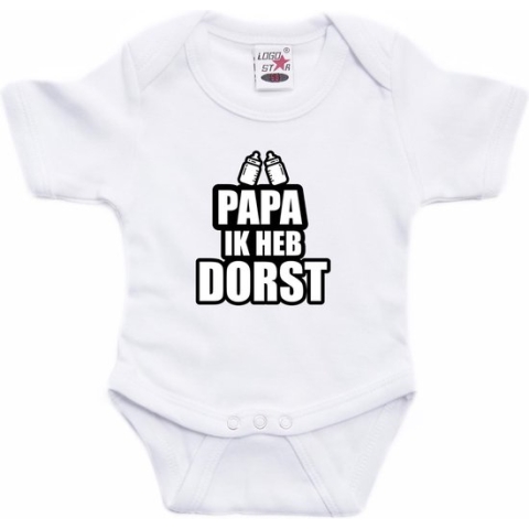 Papa ik heb dorst tekst baby rompertje wit jongens en meisjes - Kraamcadeau/babyshower cadeau - Babykleding 80