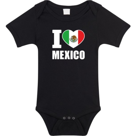 I love Mexico baby rompertje zwart jongens en meisjes - Kraamcadeau - Babykleding - Mexico landen romper 92