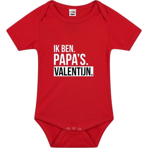 Papas valentijn cadeau tekst baby rompertje rood jongens en meisjes - Valentijn cadeau romper 92