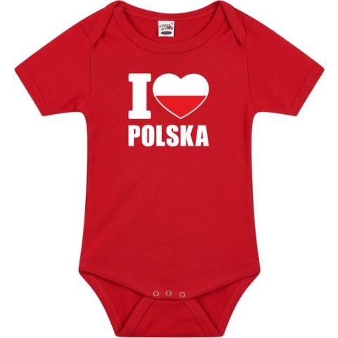 I love Polska baby rompertje rood jongens en meisjes - Kraamcadeau - Babykleding - Polen landen romper 68