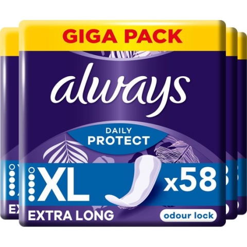 Always Daily Protect - Extra Long - OdourBlock Technologie - Inlegkruisjes - Voordeelverpakking 4 x 58 Stuks