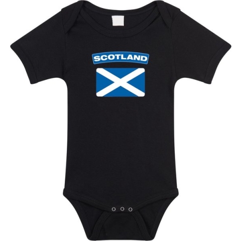 Scotland baby rompertje met vlag zwart jongens en meisjes - Kraamcadeau - Babykleding - Schotland landen romper 92