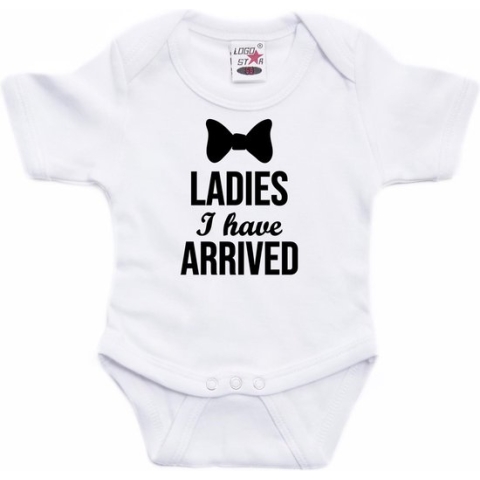 Ladies I have arrived tekst baby rompertje wit jongens - Kraamcadeau - Babykleding 56