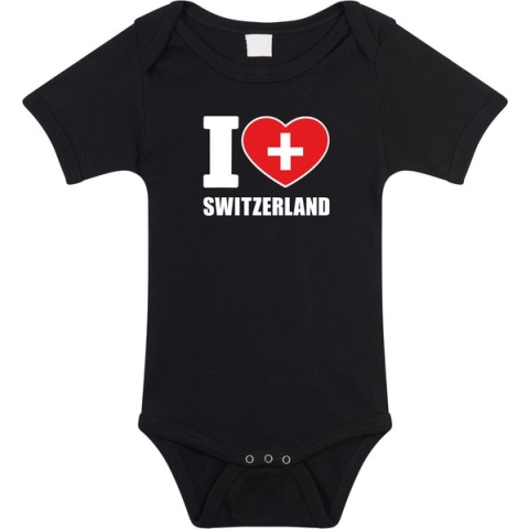 I love Switzerland baby rompertje zwart jongens en meisjes - Kraamcadeau - Babykleding - Zwitserland landen romper 80