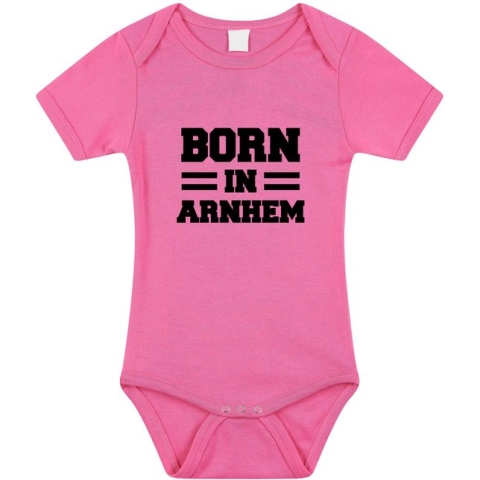 Born in Arnhem tekst baby rompertje roze meisjes - Kraamcadeau - Arnhem geboren cadeau 68