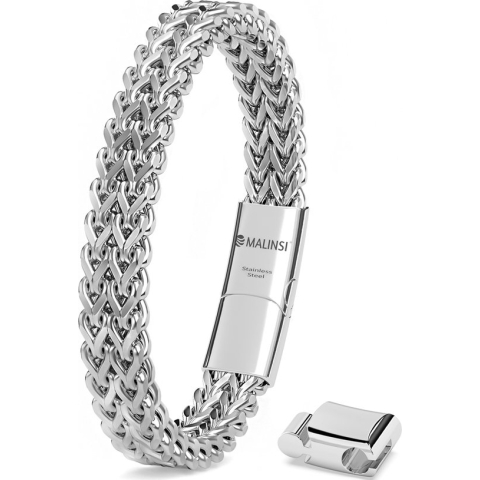 Malinsi Armband Heren - Zilver Schakel Compleet RVS - 20 cm + 2 cm verlengstuk - Armbandje Mannen