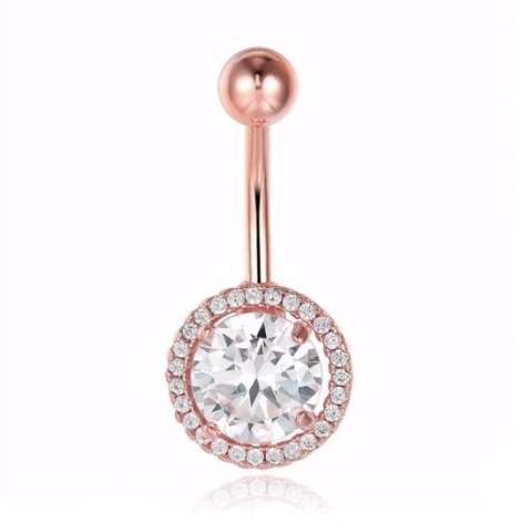 Cilla Navelpiercing van RVS - Bling Rose Goud