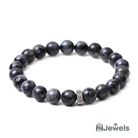 OZ Jewels - Kralenarmband Black Spectronite - Natuurstenen - Elastisch