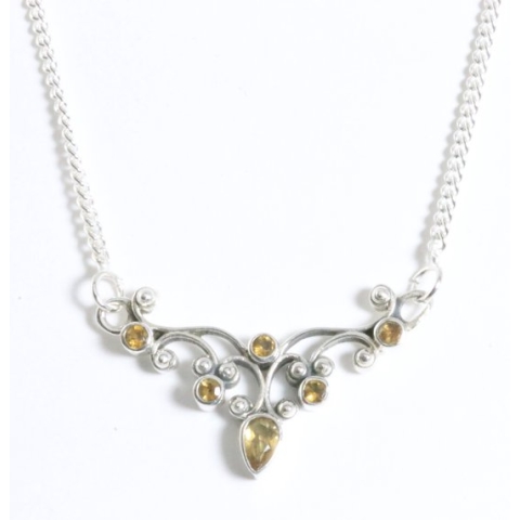 Fijne zilveren ketting met citrien