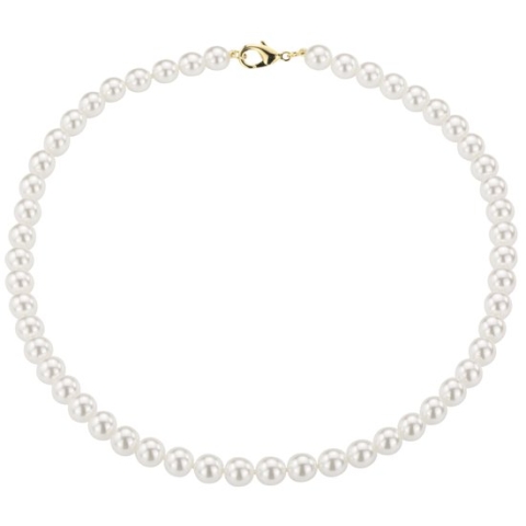 Traveller Ketting - Collier Dames - Parelcollier - Goudkleurig - Parels 8 mm - Wit - Ketting 42 cm - Verguld - 741842