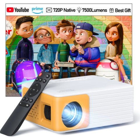 Yoton Y3 Mini Beamer - 5500 Lumen - 20000+ Uur - Compatibel met HDMI, USB, AV, Laptop, Smartphone - Wit en Geel