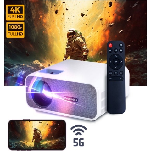 Bradedos® Mini Beamer - Full HD - (4k-Ondersteuning) - Streamen vanaf je telefoon met wifi - Android/iOS - Mini projector