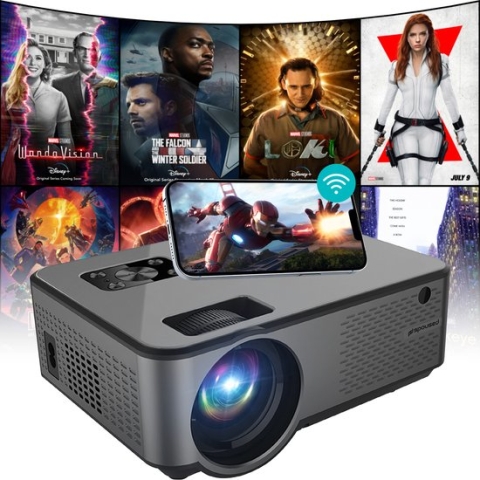 Spoused Beamer - Full-HD - 12.000 Lumen - Streamen Vanaf Je Telefoon Met WiFi - Mini Beamer - Zwart