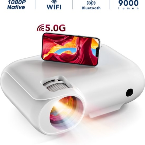 Apeman LC700 Beamer - Native 1080P - 9000 Lumen - 200" Projectie -5G Wifi en Bluetooth - Wit