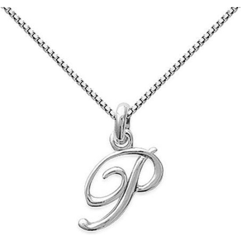 Amanto Ketting Letter P - 925 Zilver Gerhodineerd - Alfabet - 11x18mm - 50cm