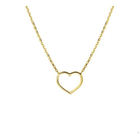 The Fashion Jewelry Collection Ketting Hart 42 + 2 cm - Geelgoud