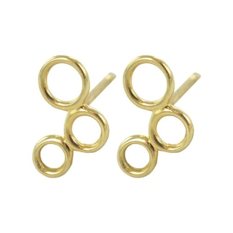 Silventi 9NBSAM-G190434 Gouden Oorknopjes - Dames -  3 Open  Cirkels - 8 x 5 mm - 14 Karaat - Goud