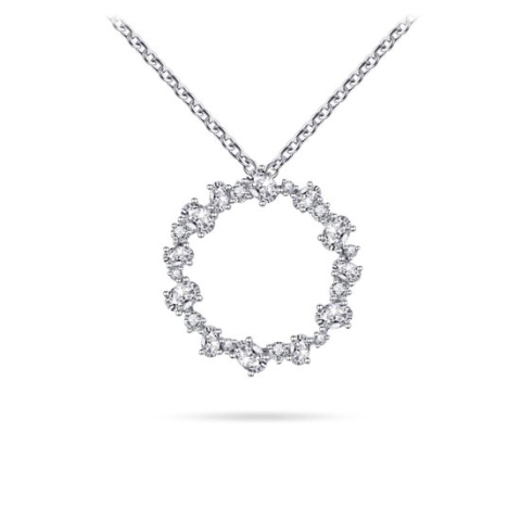Gisser Jewels - Hanger incl. Collier - Gezet met Ovale en Ronde Zirkonia Stenen - 36mm Breed - Lengte 42+5cm - Gerhodineerd Zilver 925 - N1109-45+5