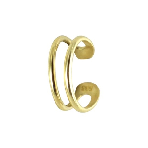Silventi 9NBSAM-G190751 Gouden Ear Cuff - Oorklem- Oorring -  14 Karaat - Dubbel - 10 x 4 mm - Goud