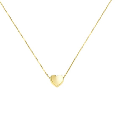 Lucardi Dames 14 karaat geelgouden ketting met hanger hart - Ketting - 14 Karaat Goud - Geelgoud - 45 cm
