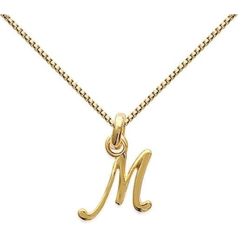 Amanto Ketting Letter M Gold - 925 Zilver Verguld - Alfabet - 11x18mm - 50cm