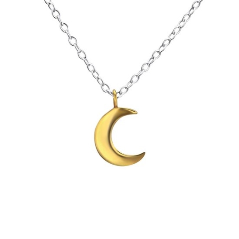 Zilver ketting met goudkleurige halve maan | crescent moon ketting | ketting dames goudkleurig hanger | Zilverana | Sterling 925 Silver (Echt zilver)
